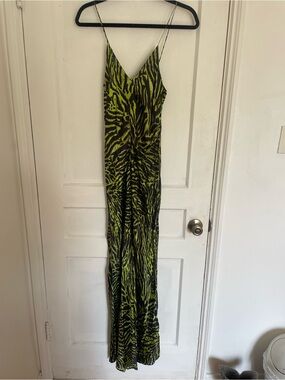 Ganni | Dresses | Ganni Leopard Print Maxi Dress Womens Large Black Brown  Shirred Smocked Silk | Poshmark